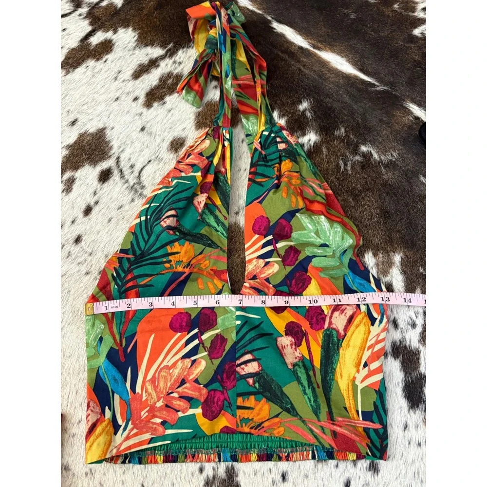 O.P.T NEW Tropical 2 piece Set Midi Skirt Halter Top Size XS